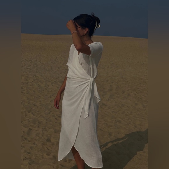 NWT Na Nin Minka Waffled Cotton Wrap Dress in Toffee - Picture 8 of 12